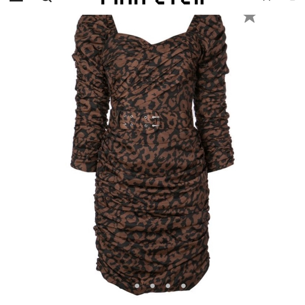 Nicholas Gathered ruched leopard dress